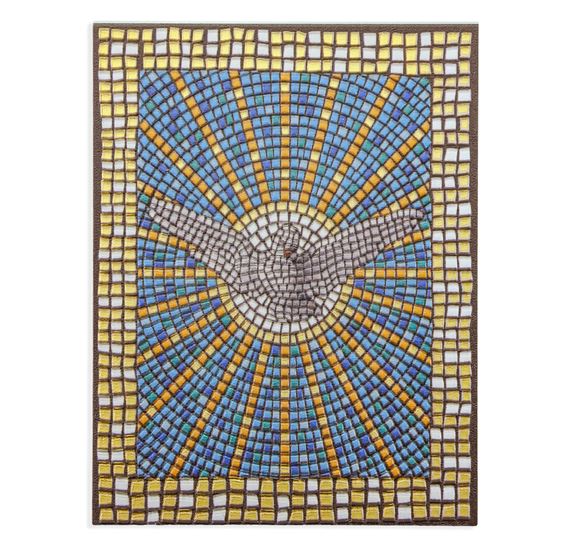 HOLY SPIRIT MOSAIC TILE TEXTURED PLAQUE WITH STAND
