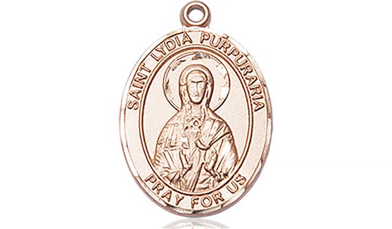 14KT GOLD ST LYDIA PURPURARIA MEDAL - 3/4" x 1/2"