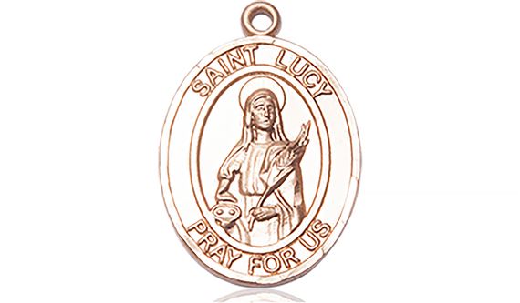14KT GOLD ST LUCY MEDAL - 3/4" x 1/2"