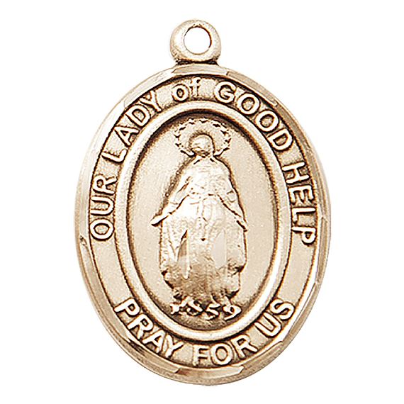 14KT GOLD OUR LADY OF GOOD HELP MEDAL - 3/4" x 1/2"