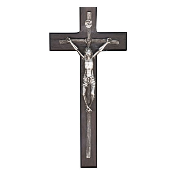 EBONY CROSS WITH PAPAL CRUCIFIX