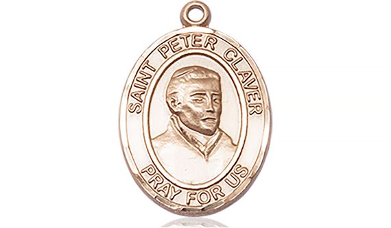 14KT GOLD ST PETER CLAVER MEDAL - 3/4" x 1/2"