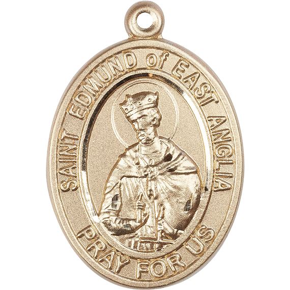 14KT GOLD ST EDMUND OF EAST ANGLIA MEDAL - 3/4" x 1/2"