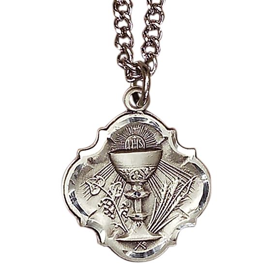 STERLING SILVER FIRST COMMUNION MEDAL