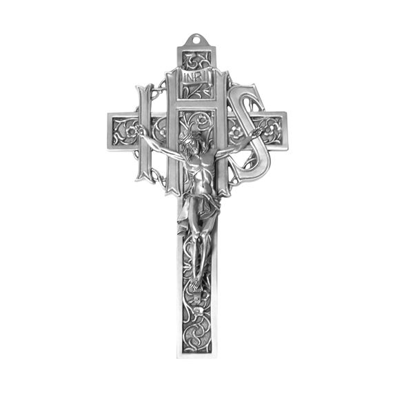 FILIGREE IHS CRUCIFIX - ANTIQUED SILVER