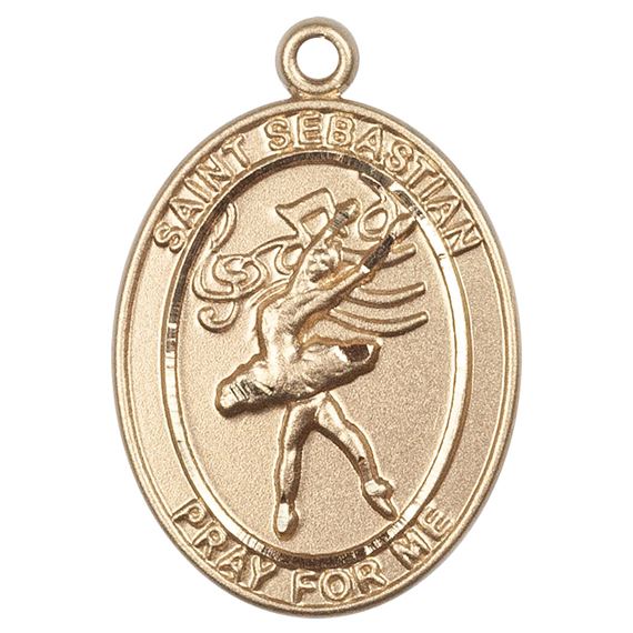 14KT GOLD ST SEBASTIAN DANCE MEDAL - 3/4" x 1/2"