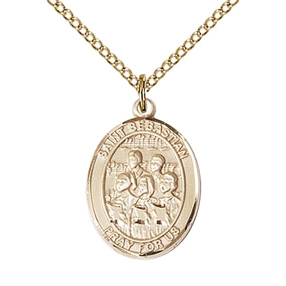 14KT GOLD FILLED ST SEBASTIAN CHOIR MEDAL - 3/4" x 1/2"