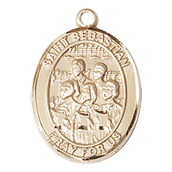 14KT GOLD ST SEBASTIAN CHOIR MEDAL - 3/4" x 1/2"