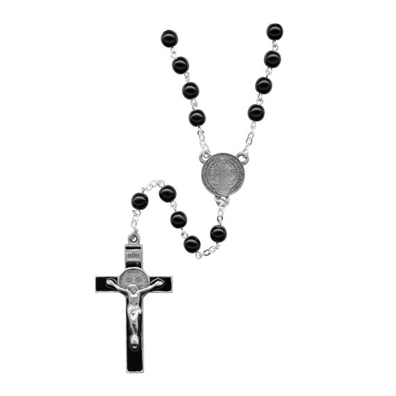 ST. BENEDICT ROSARY WITH BLACK INLAY CRUCIFIX