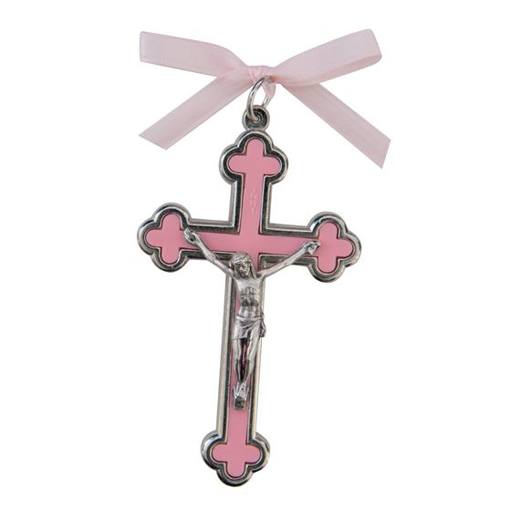 BABY CRIB CRUCIFIX - PINK