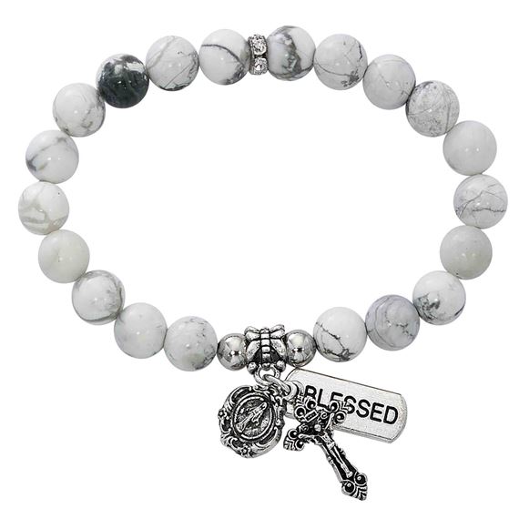 HOWOLITE STRETCH PRAYER BRACELET