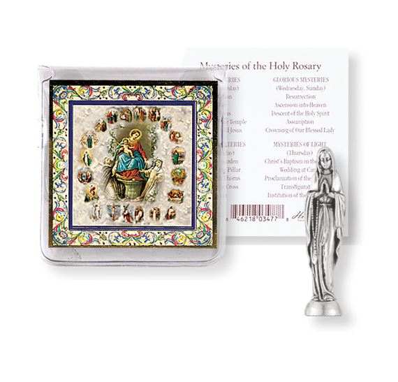 OUR LADY OF LOURDES TINY POCKET STATUE WITH CARD