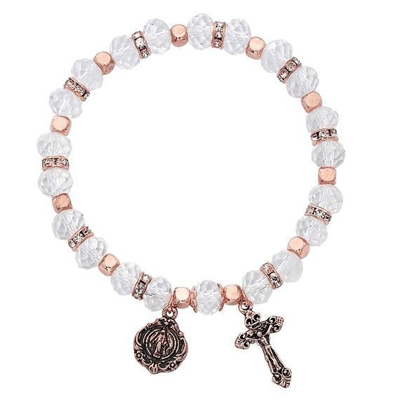 COPPER CRYSTAL ROSARY BRACELET