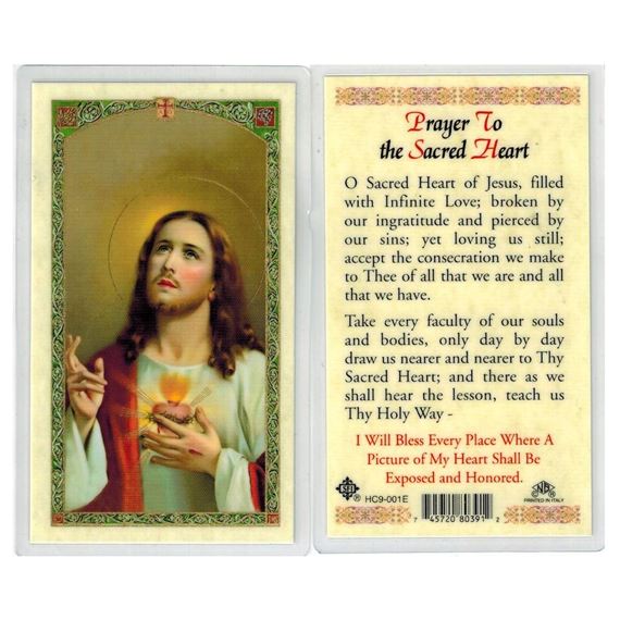 LAMINATED HOLY CARD - SACRED HEART