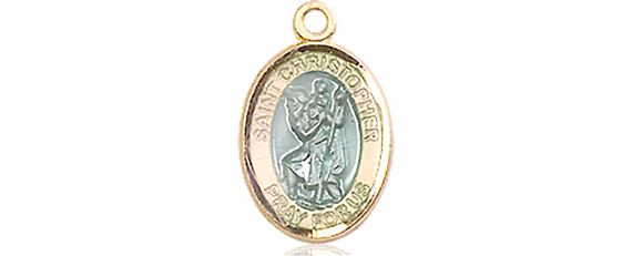 14KT GOLD ST CHRISTOPHER W-EPOXY MEDAL - 1/2" x 1/4"