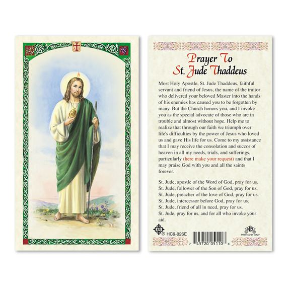 LAMINATED HOLY CARD - ST. JUDE THADDEUS
