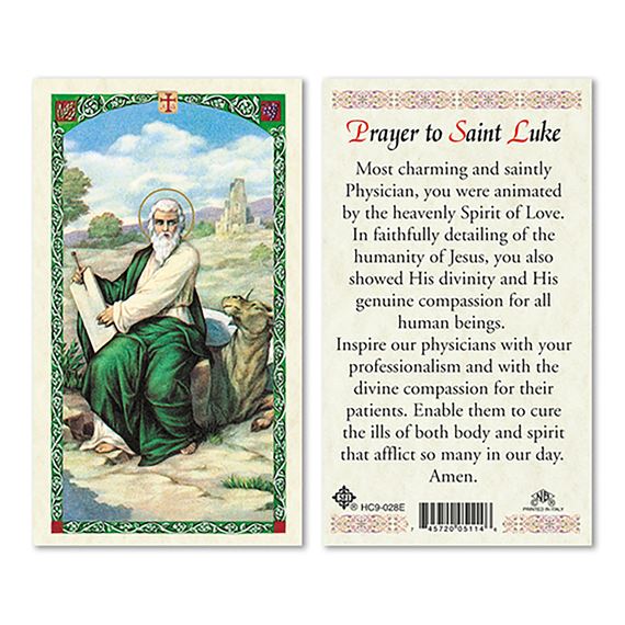LAMINATED HOLY CARD - ST. LUKE EVANGELIST