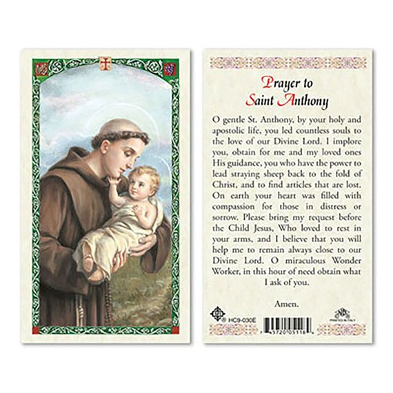 LAMINATED HOLY CARD - SAINT ANTHONY