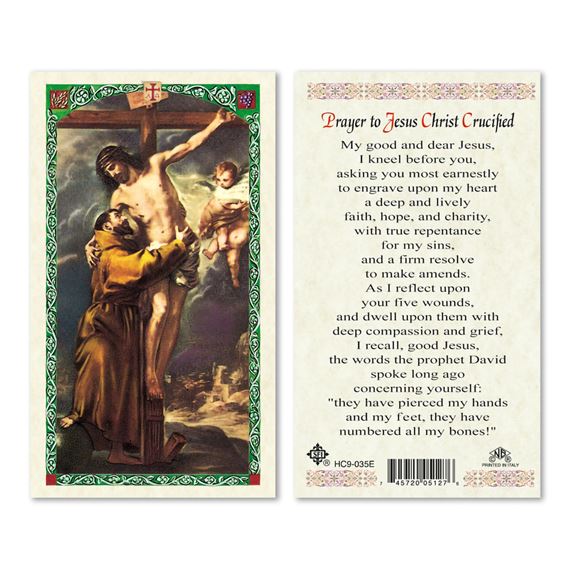 LAMINATED HOLY CARD - PRAYER TO JESUS CRUCIFIED