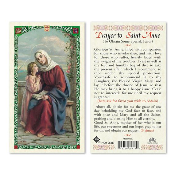 LAMINATED HOLY CARD - ST. ANNE