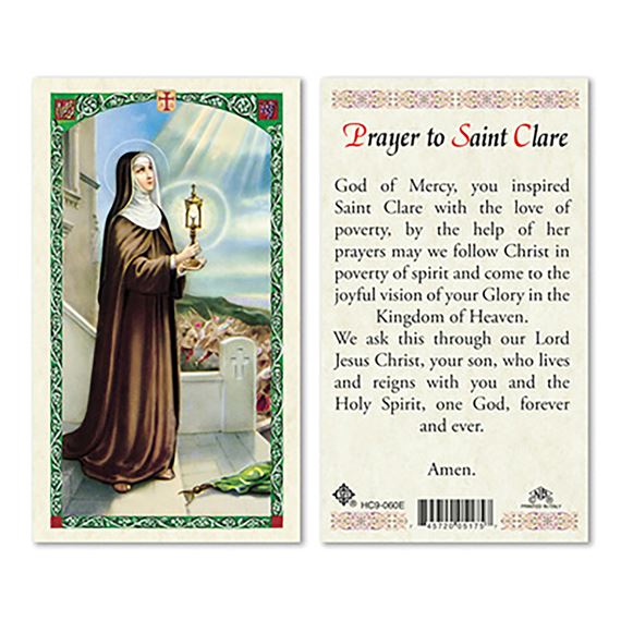 LAMINATED HOLY CARD - SAINT CLARE