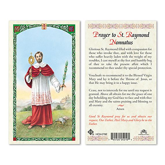 LAMINATED HOLY CARD - ST. RAYMOND NONNATUS