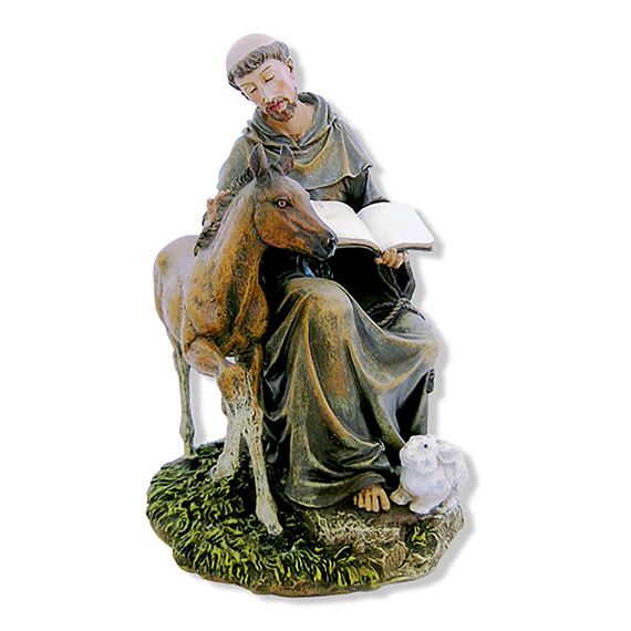 ST. FRANCIS SEATED WITH HORSE STATUE