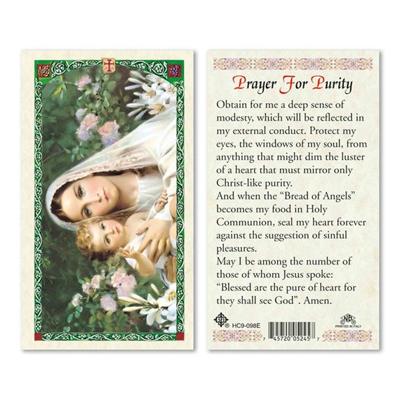 LAMINATED HOLY CARD - PRAYER FOR PURITY