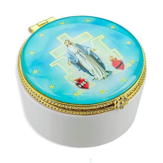 MIRACULOUS MEDAL PORCELAIN ROSARY BOX
