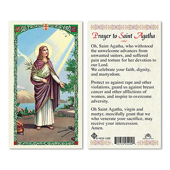 LAMINATED HOLY CARD - SAINT AGATHA