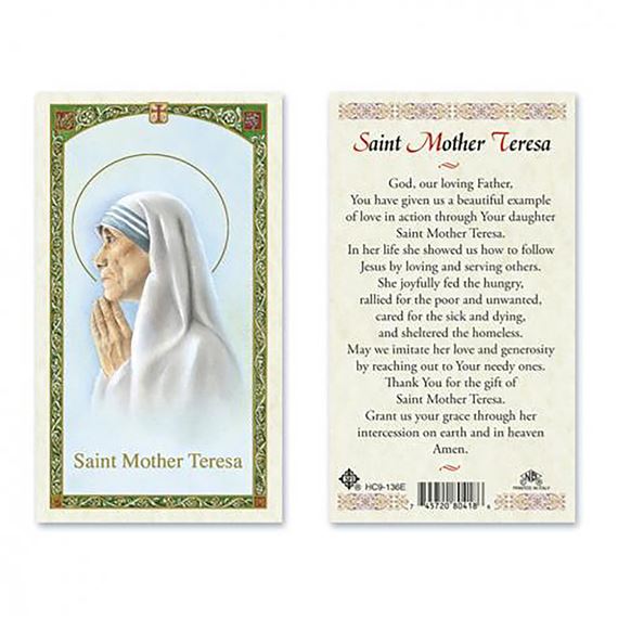 LAMINATED HOLY CARD SAINT MOTHER TERESA