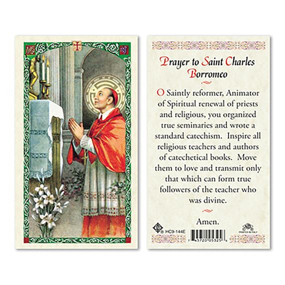 LAMINATED HOLY CARD - ST. CHARLES BORROMEO