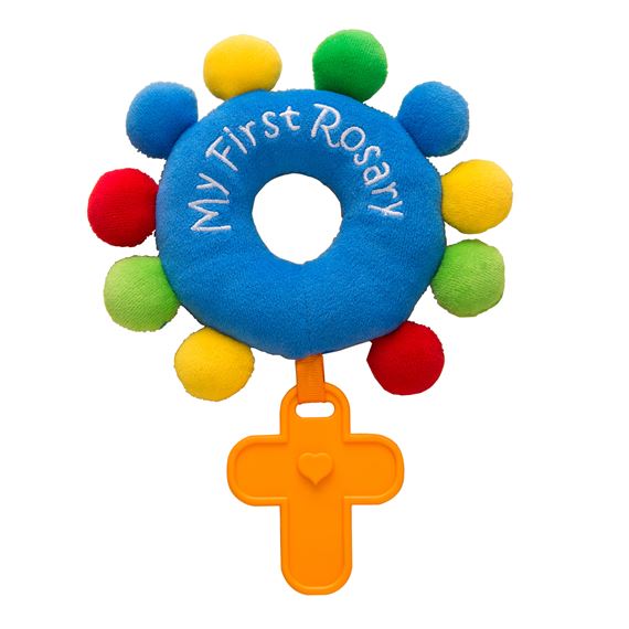 MY FIRST ROSARY - BLUE PLUSH BABY ROSARY - 6"