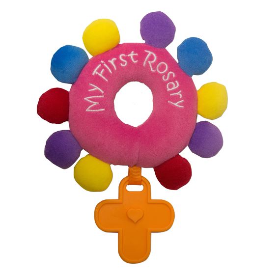 MY FIRST ROSARY - PINK PLUSH BABY ROSARY - 6"