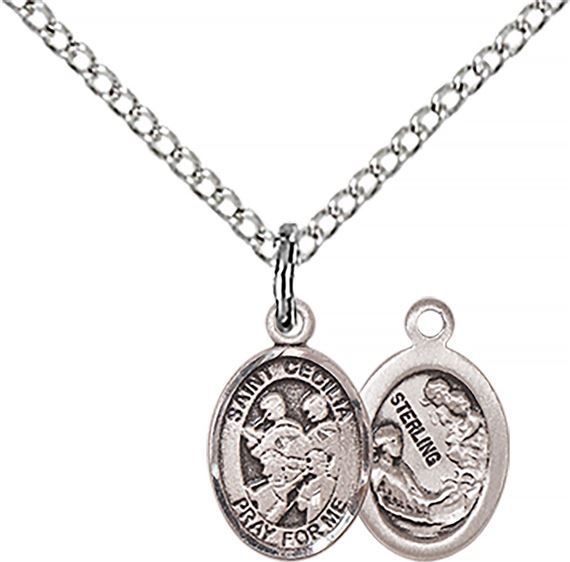STERLING SILVER ST CECILIA-MARCHING BAND PENDANT WITH CHAIN - 1/2" x 1/4"