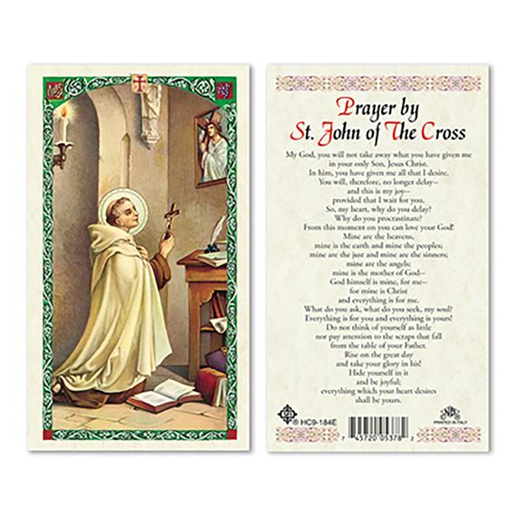 LAMINATED HOLY CARD - ST. JOHN OF THE CROSS