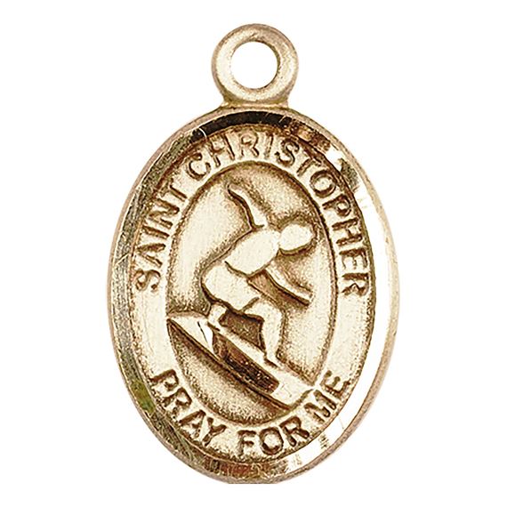 14KT GOLD ST CHRISTOPHER-SURFING MEDAL - 1/2" x 1/4"
