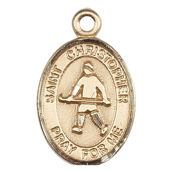 14KT GOLD ST CHRISTOPHER-FIELD HOCKEY MEDAL - 1/2" x 1/4"