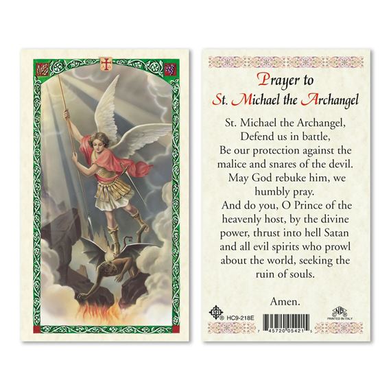 LAMINATED HOLY CARD SAINT MICHAEL THE ARCHANGEL