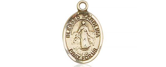 14KT GOLD BLESSED KAROLINA KOZKOWNA MEDAL - 1/2" x 1/4"