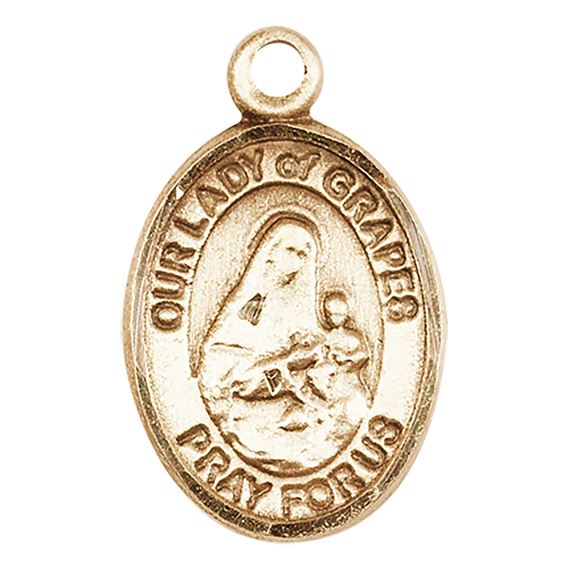 14KT GOLD OUR LADY OF GRAPES MEDAL - 1/2" x 1/4"