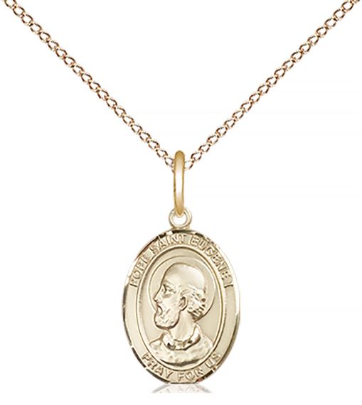 14KT GOLD FILLED POPE ST EUGENE I PENDANT WITH CHAIN - 1/2" x 1/4"