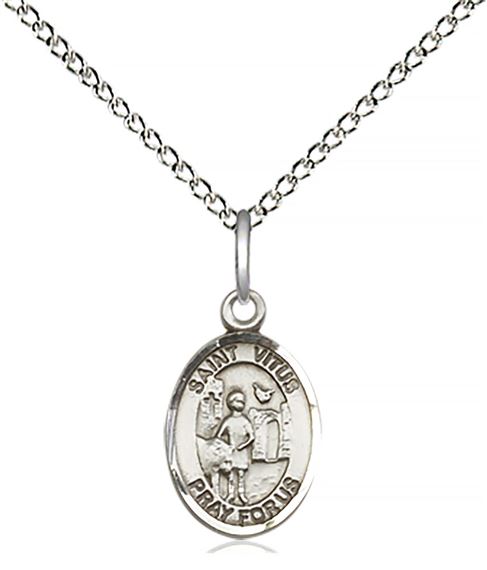 STERLING SILVER ST VITUS PENDANT WITH CHAIN - 1/2" x 1/4"