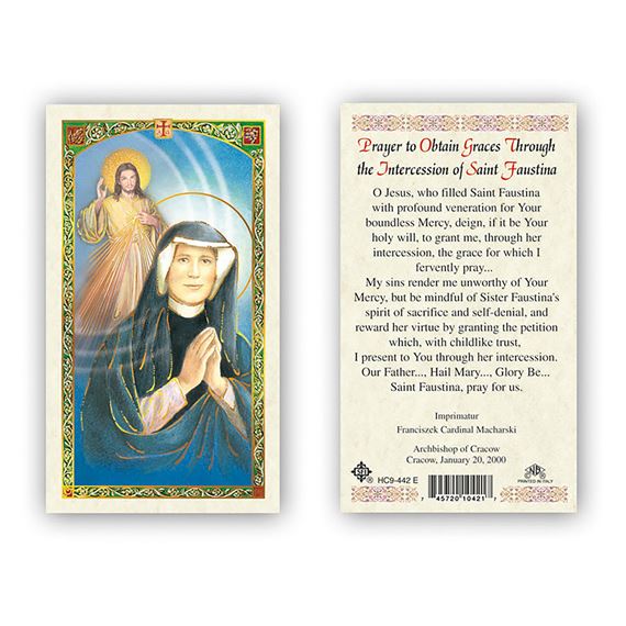 LAMINATED HOLY CARD - ST. FAUSTINA