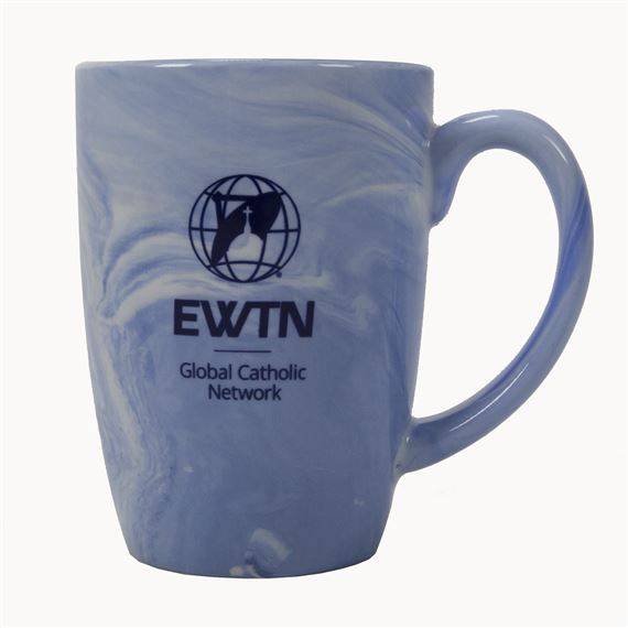 EWTN BLUE & WHITE SWIRL COFFEE MUG - 16 OZ