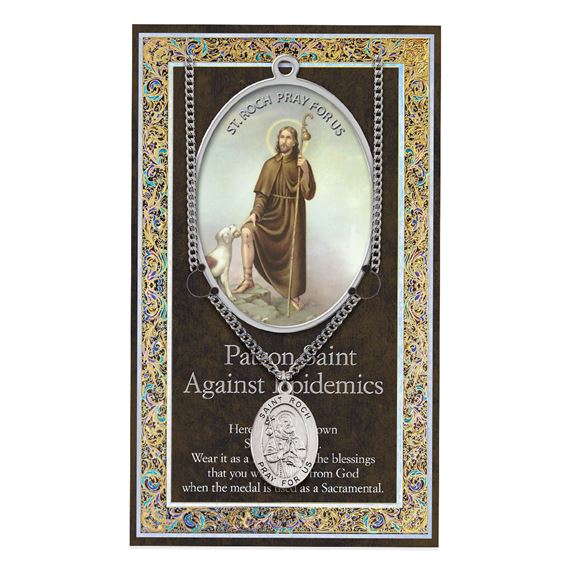 ST. ROCH PATRON SAINT PEWTER MEDAL AND CARD