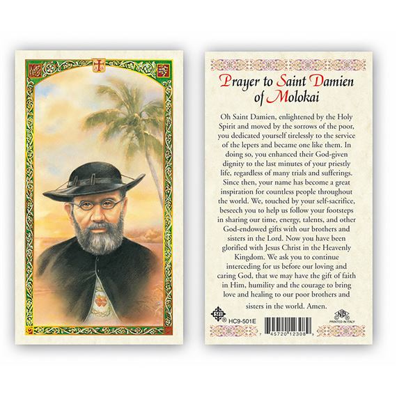 LAMINATED HOLY CARD SAINT DAMIEN OF MOLOKAI