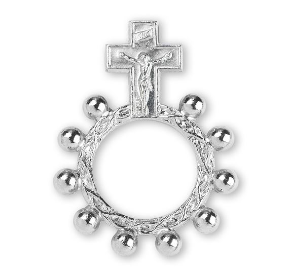 SILVER PLATED POCKET ROSARY RING