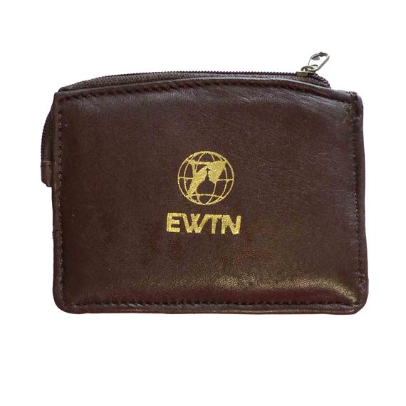 EWTN/CELTIC CROSS - SHEEPSKIN ROSARY POUCH - BROWN