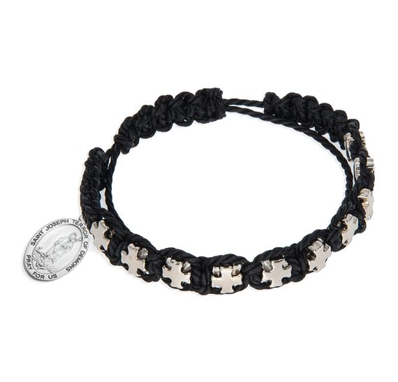 ST. JOSEPH TERROR OF DEMONS BLACK CORD BRACELET